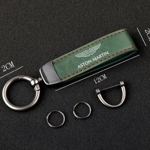 Green Aston Martin Key Chain Key Ring Keychain Leather Suede Horseshoe B…